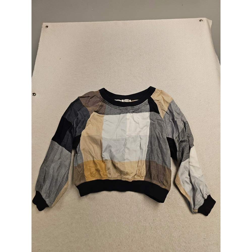 Intimately Free People Patchwork Long Sleeve Top Neutral XS NWT 5698